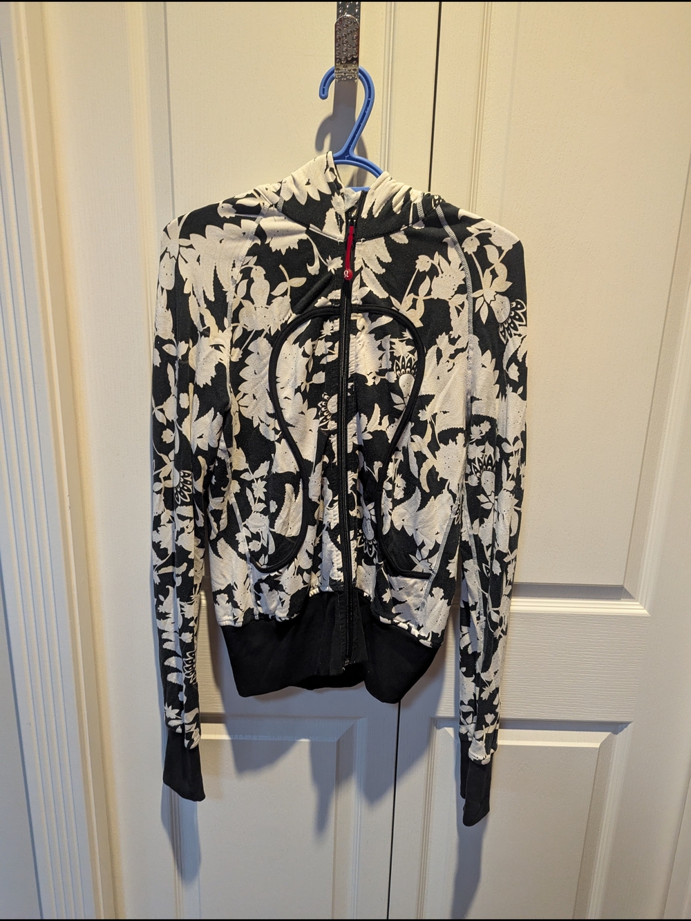 lululemon athletica Black & White Floral Print Bomber Jacket